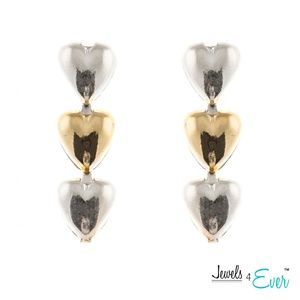 Three Hearted Gold Plated Sterling Silver Earrings